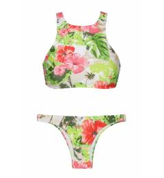 Biquíni cropped top print floral Acacia Rosa