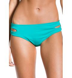 Calcinha lisa azul recorte lateral - Bottom Plissado Turquoise