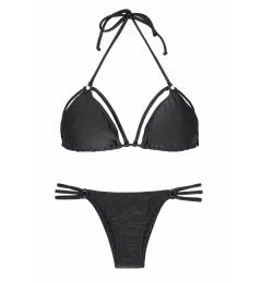 Biquíni preto com strappy Tiras Trio