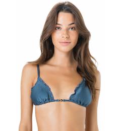 Top frufru azul alça regulavel - Top Frufru Liso Azul